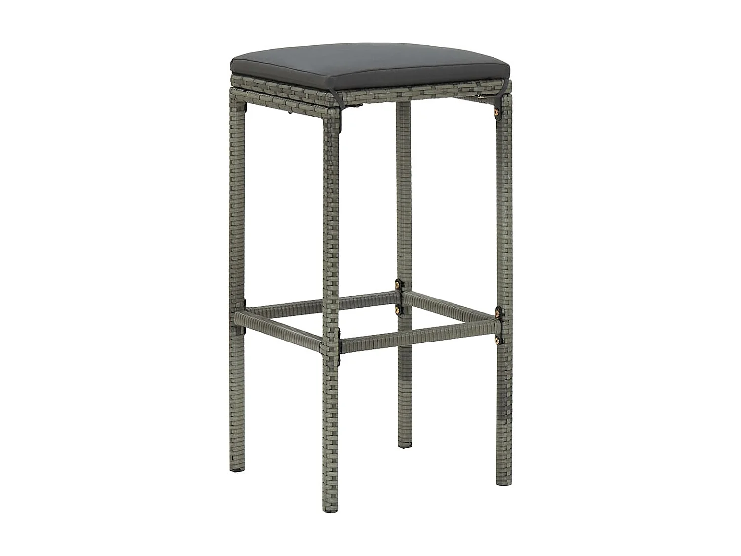 Set de bar para jardín 7 piezas y cojines ratán sintético gris