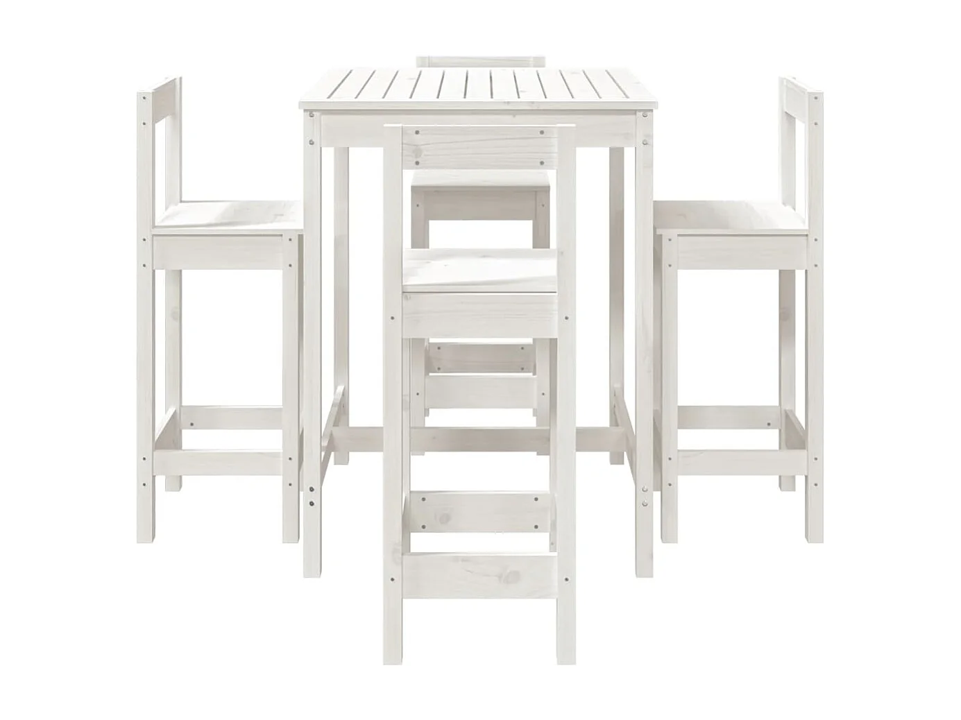 Ensemble de bar de jardin 5 pièces blanc bois massif de pin