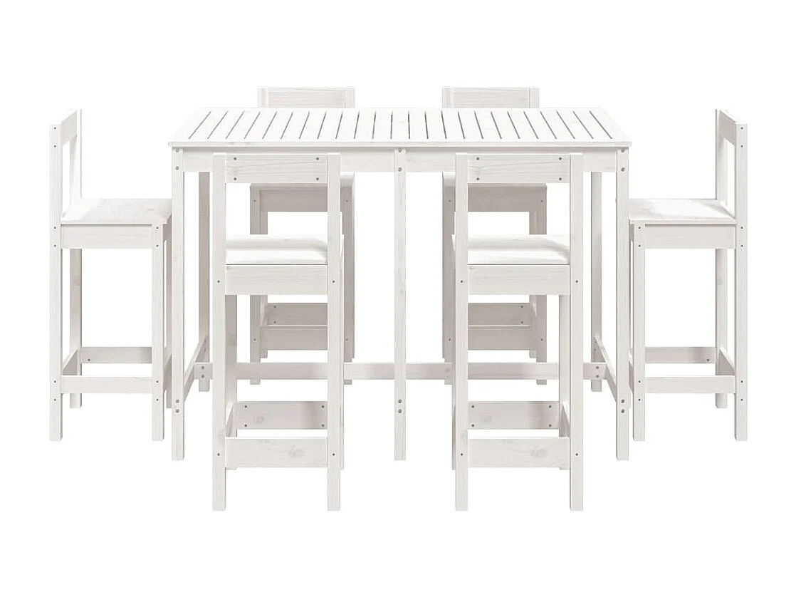 Ensemble de bar de jardin 7 pièces blanc bois de pin massif