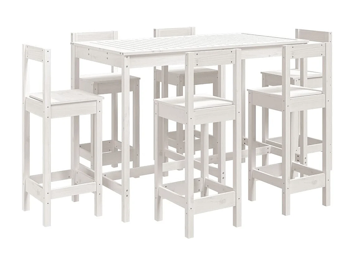 Ensemble de bar de jardin 7 pièces blanc bois de pin massif