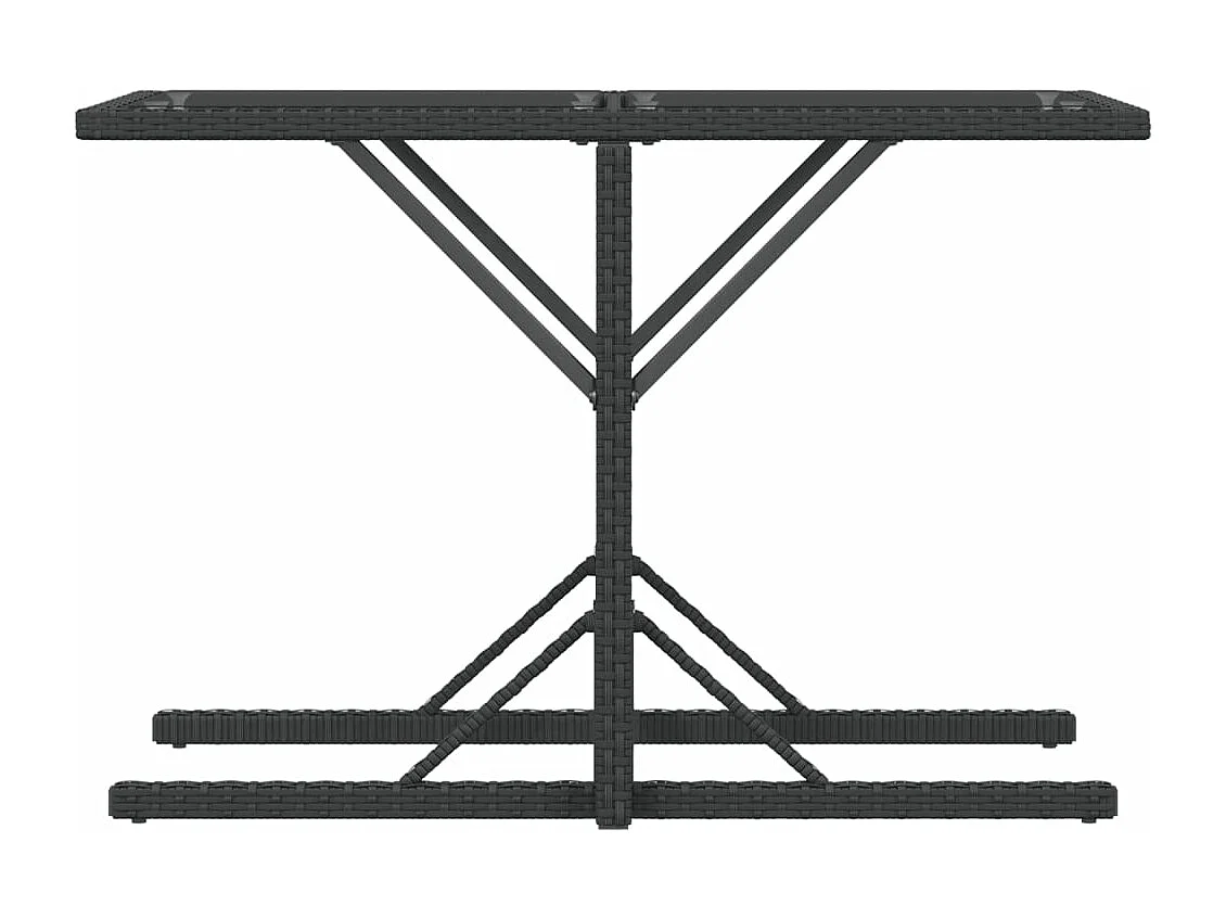 3 peças conjunto de bistrô com almofadões vime PE preto