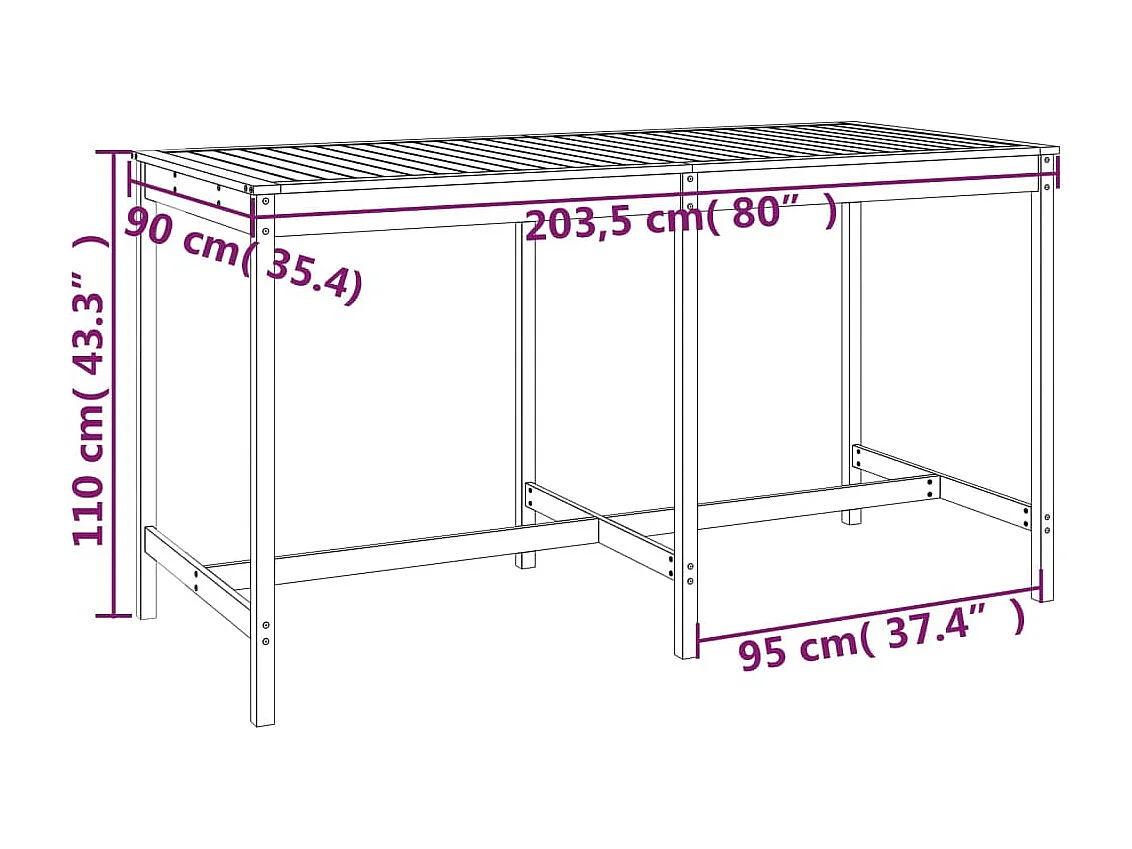Ensemble de bar de jardin 9 pièces blanc bois de pin massif