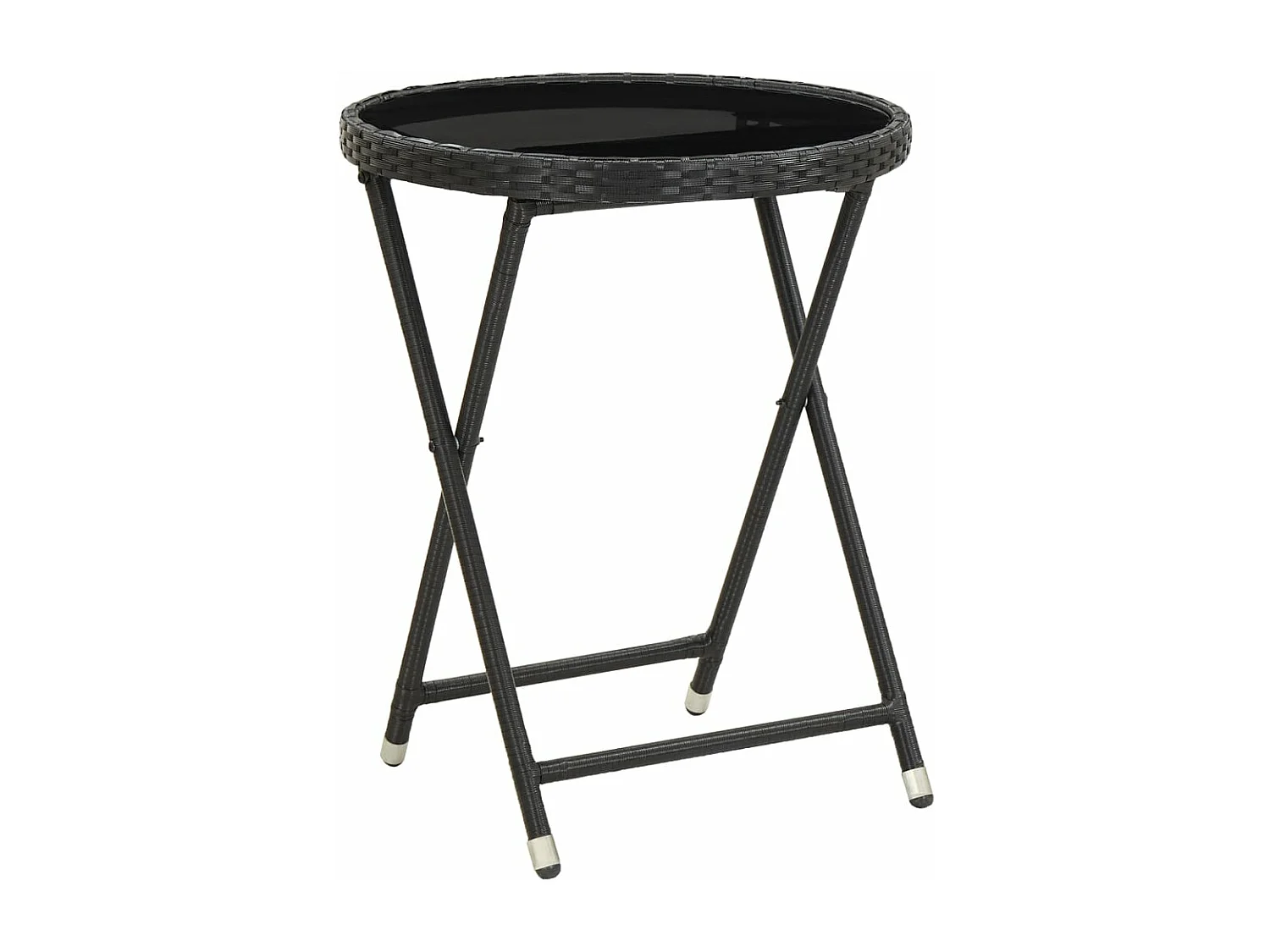 5 peças conjunto bistrô de jardim vime PE e vidro temperado preto