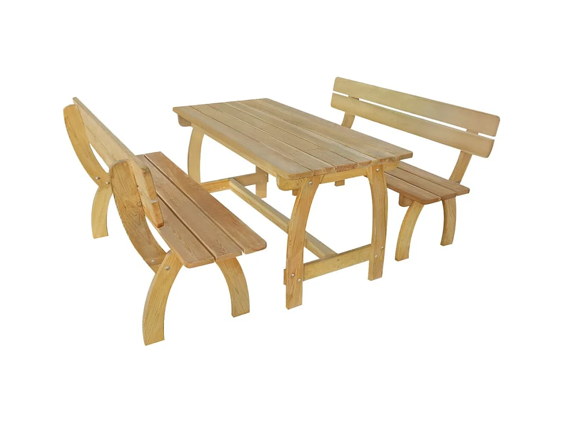 Table de brasserie avec 2 banquettes Pinède imprégnée