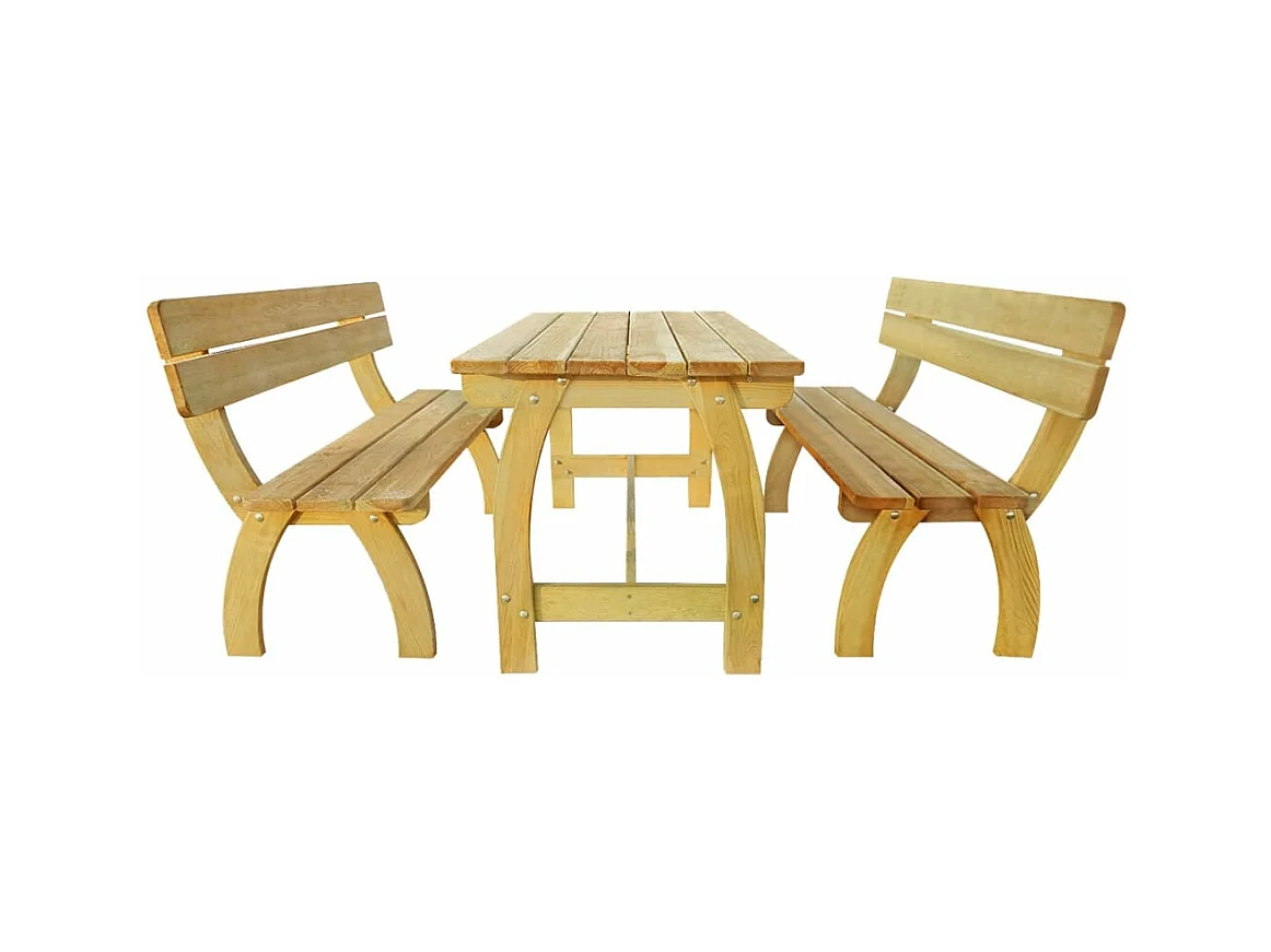 Table de brasserie avec 2 banquettes Pinède imprégnée