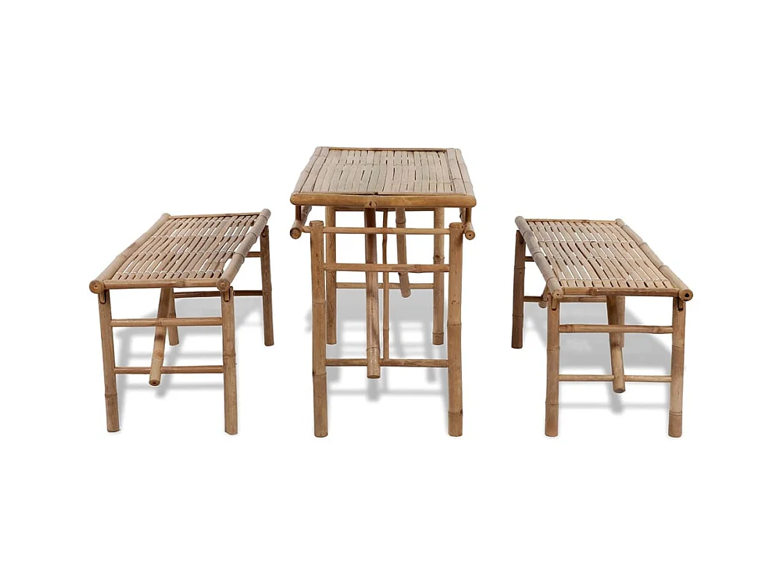 Table avec 2 bancs 100 cm Bambou