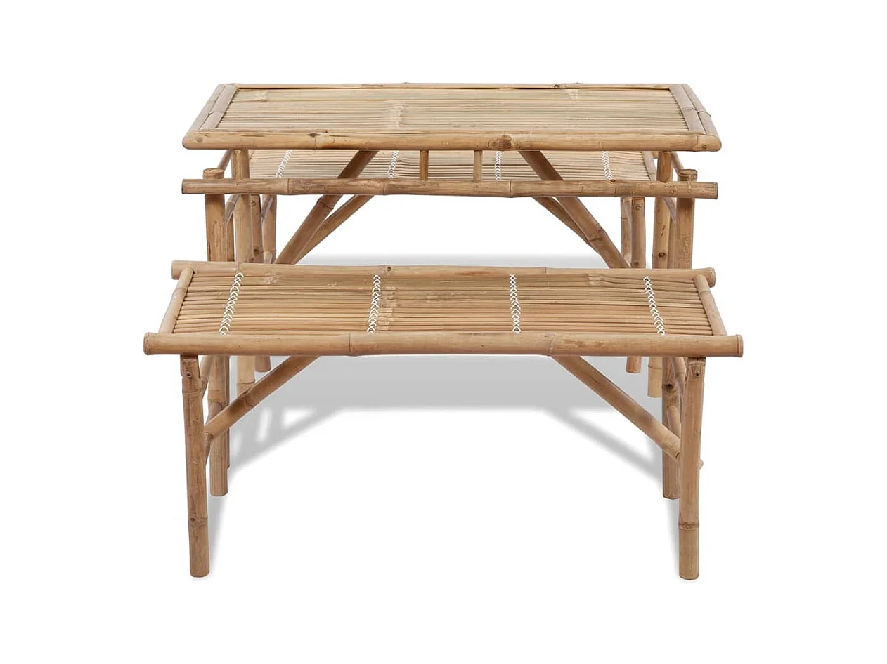 Table avec 2 bancs 100 cm Bambou