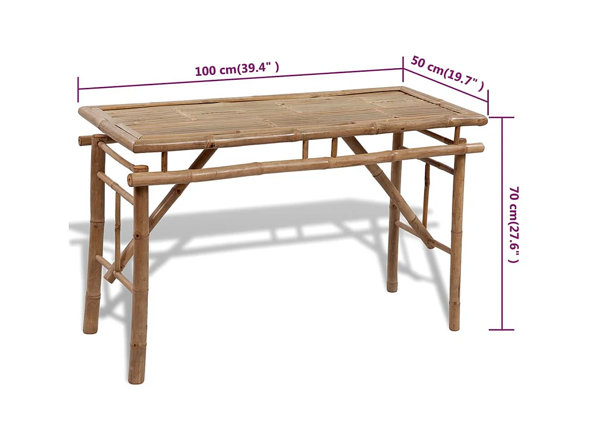 Table avec 2 bancs 100 cm Bambou