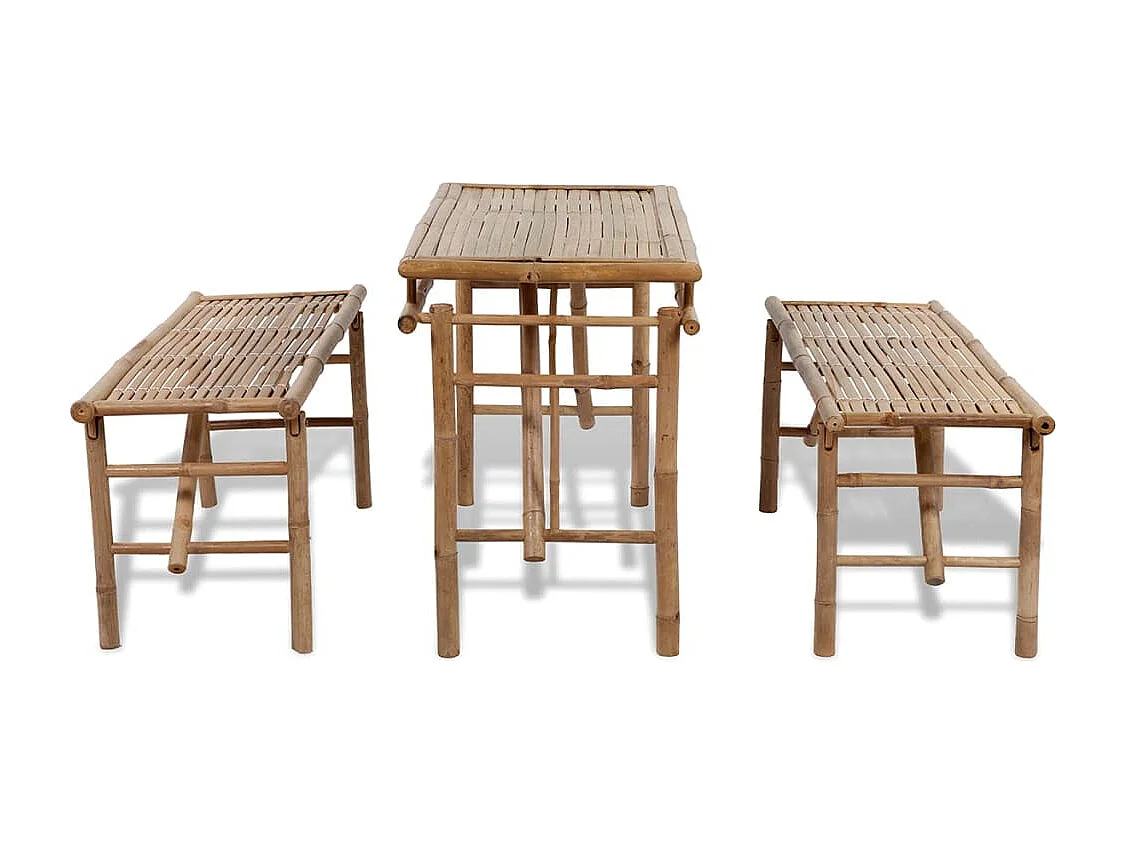 Table avec 2 bancs 100 cm Bambou