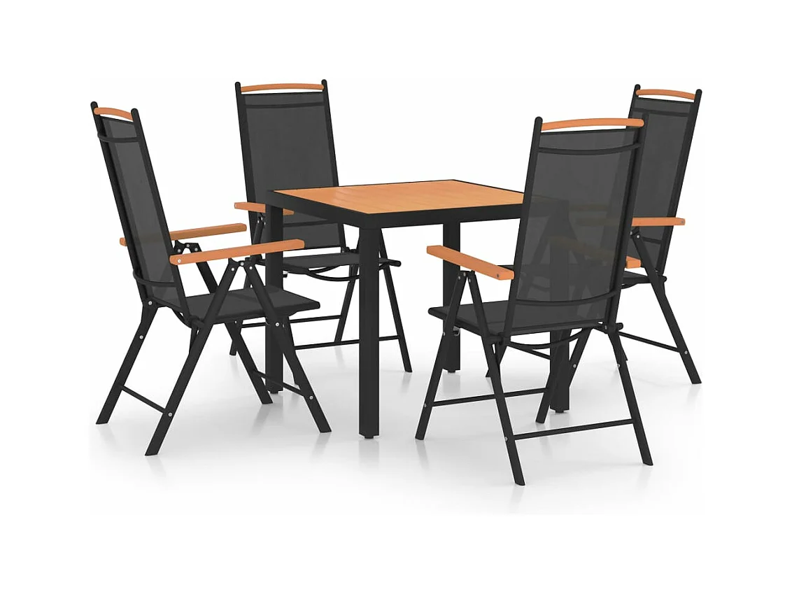 Ensemble de salle à manger de jardin 5 pièces aluminium noir