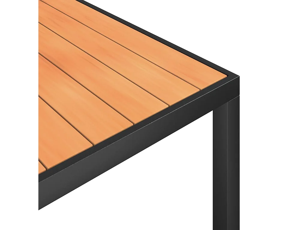 Ensemble à dîner de jardin 7 pièces noir et marron aluminium