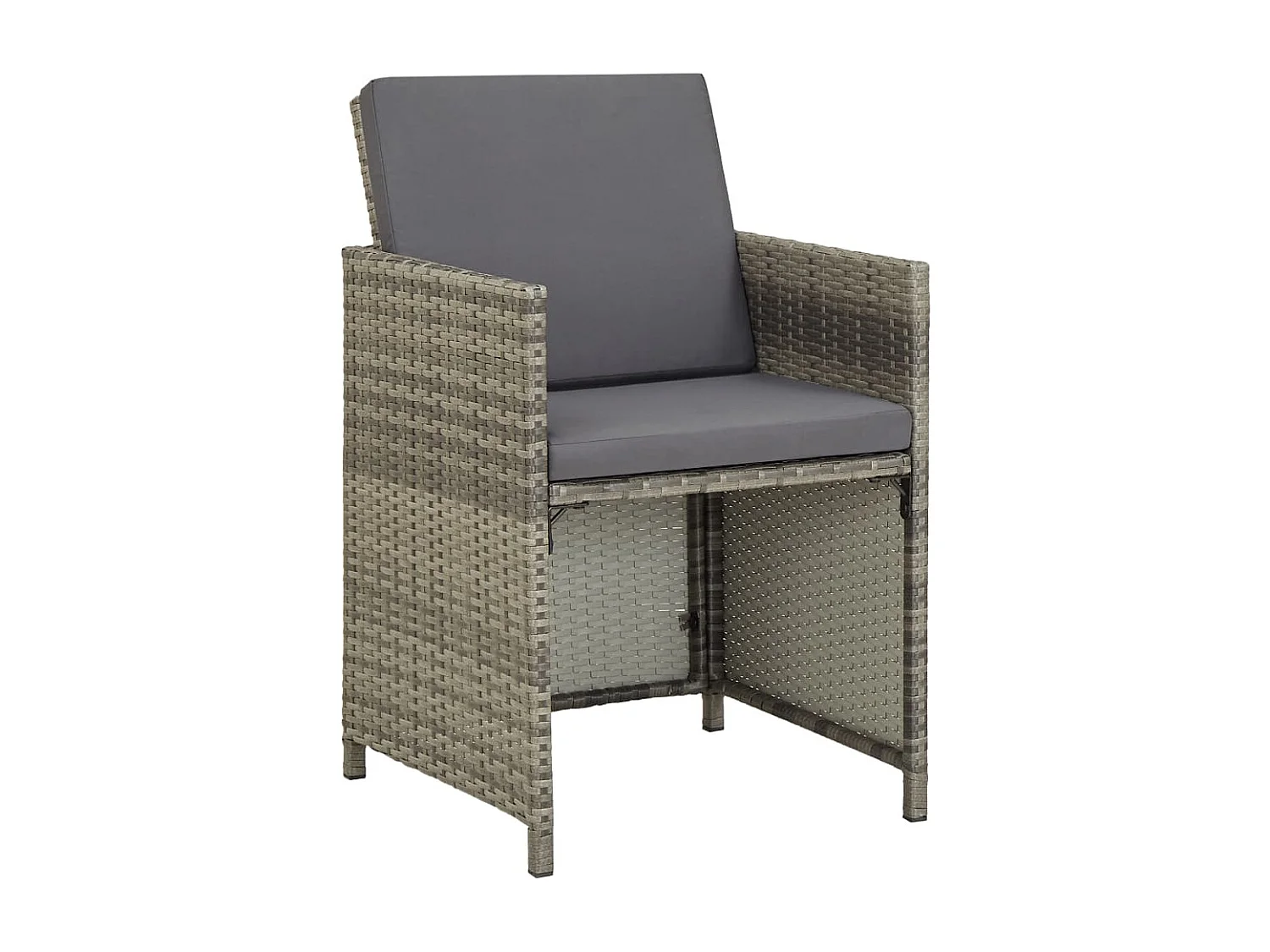 Mobilier à dîner de jardin 9 pièces et coussins Résine tressée Gris