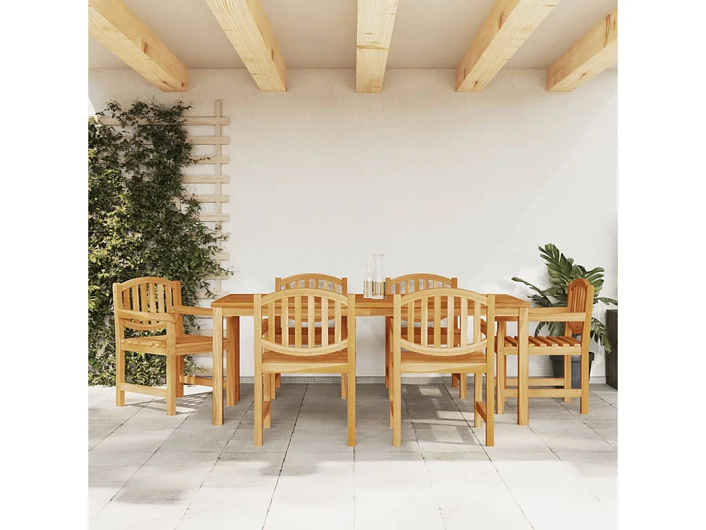 Conjunto de jantar para jardim 7 peças madeira de teca maciça