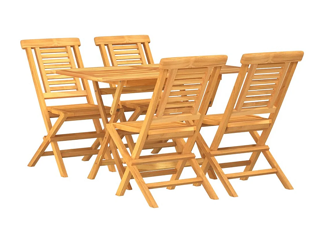 Ensemble à dîner de jardin 5 pièces Bois de teck massif