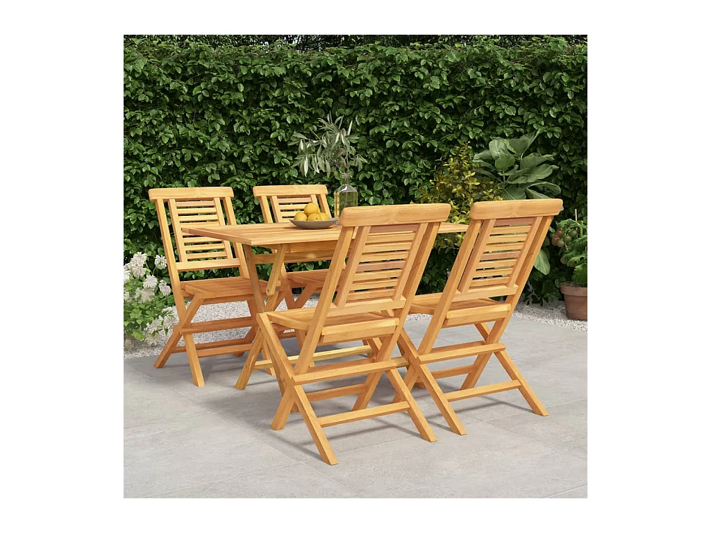 Ensemble à dîner de jardin 5 pièces Bois de teck massif