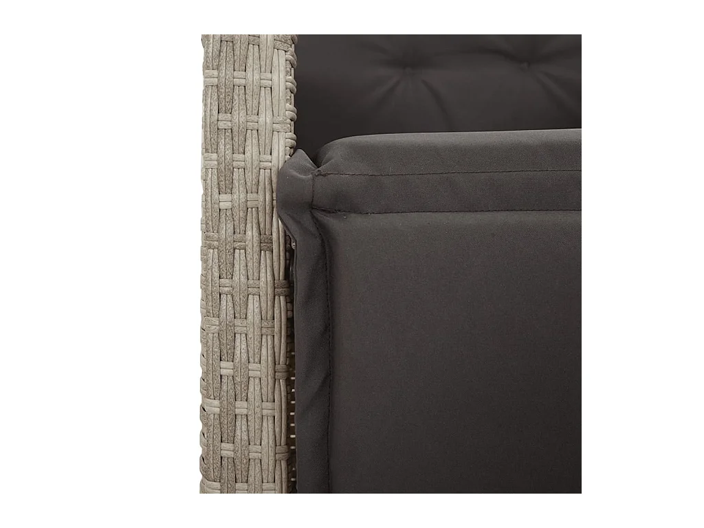 Ensemble à manger de jardin et coussins 9 pièces gris clair rotin