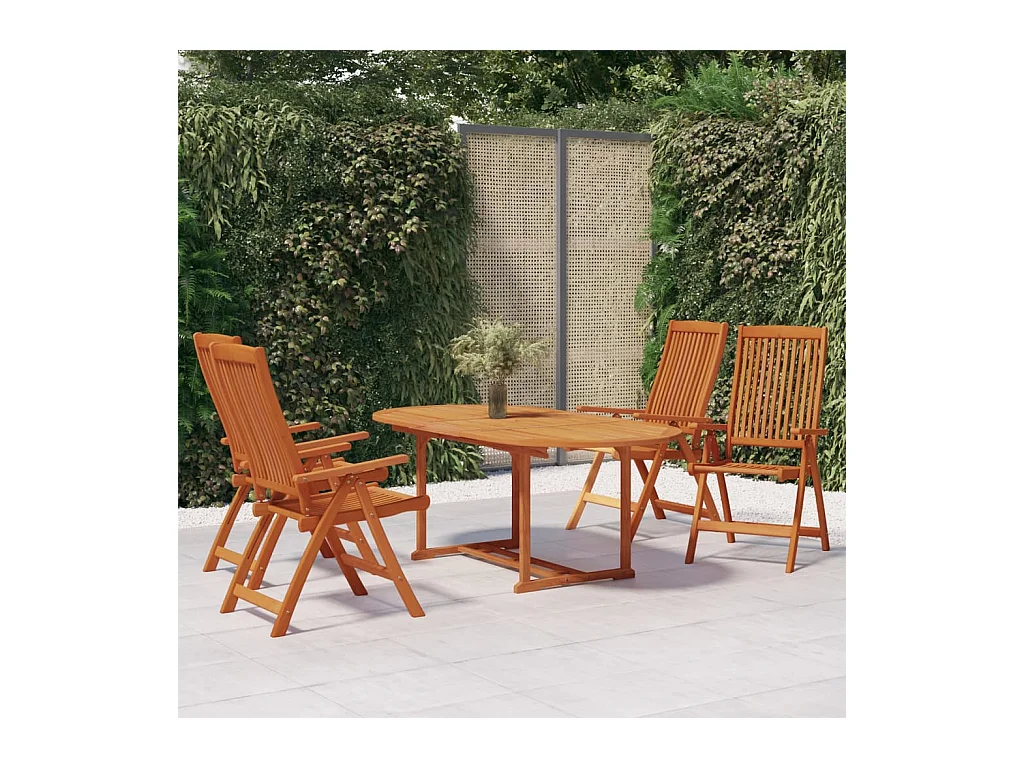 Ensemble à dîner de jardin 5 pièces Bois d'eucalyptus massif