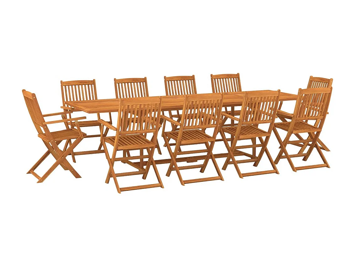 Mobilier à dîner de jardin 11 pièces Bois d'acacia massif