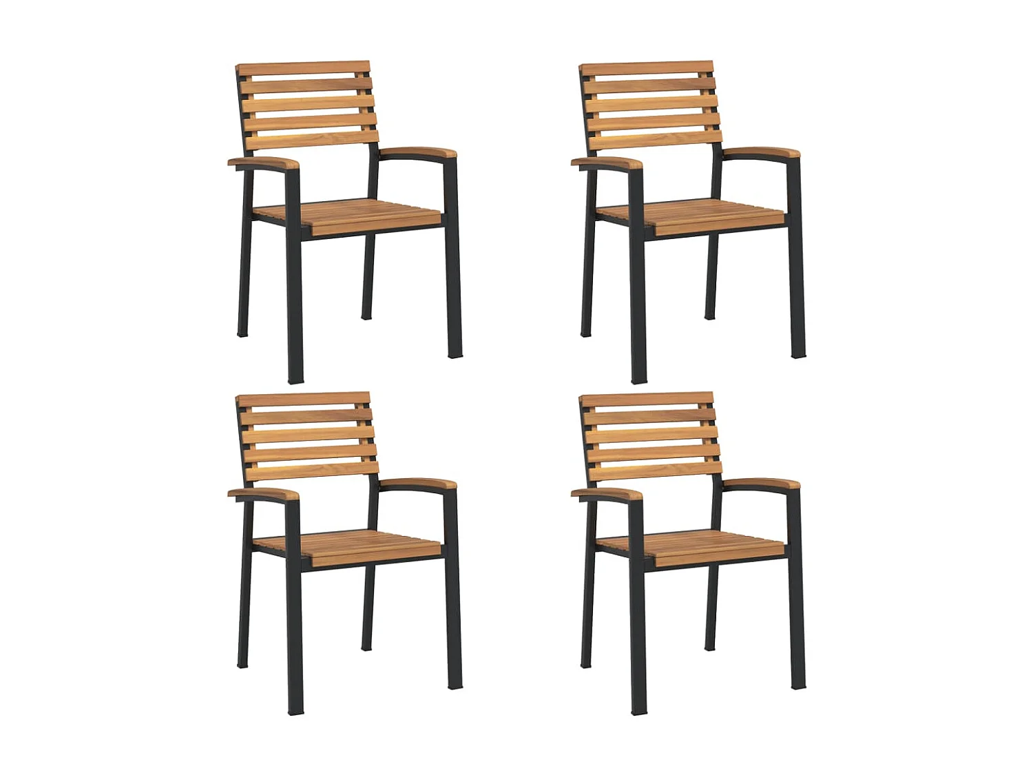 Juego de comedor de jardín 5 piezas madera maciza acacia y metal