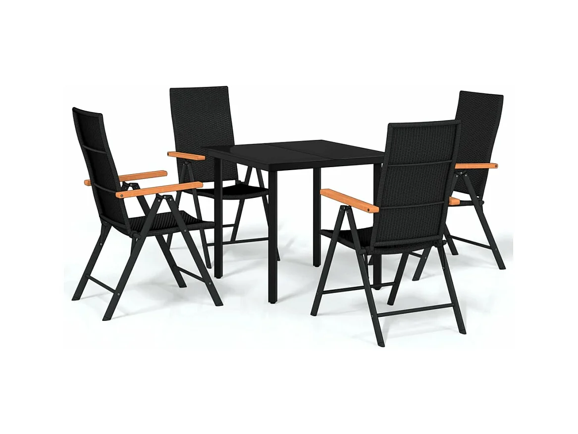 Ensemble de salle à manger de jardin 5 pièces Noir