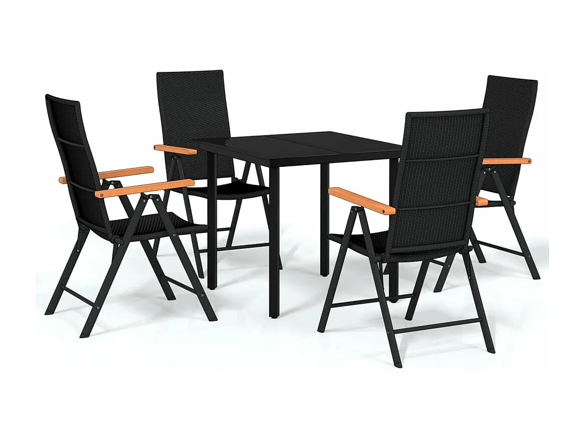 Ensemble de salle à manger de jardin 5 pièces Noir