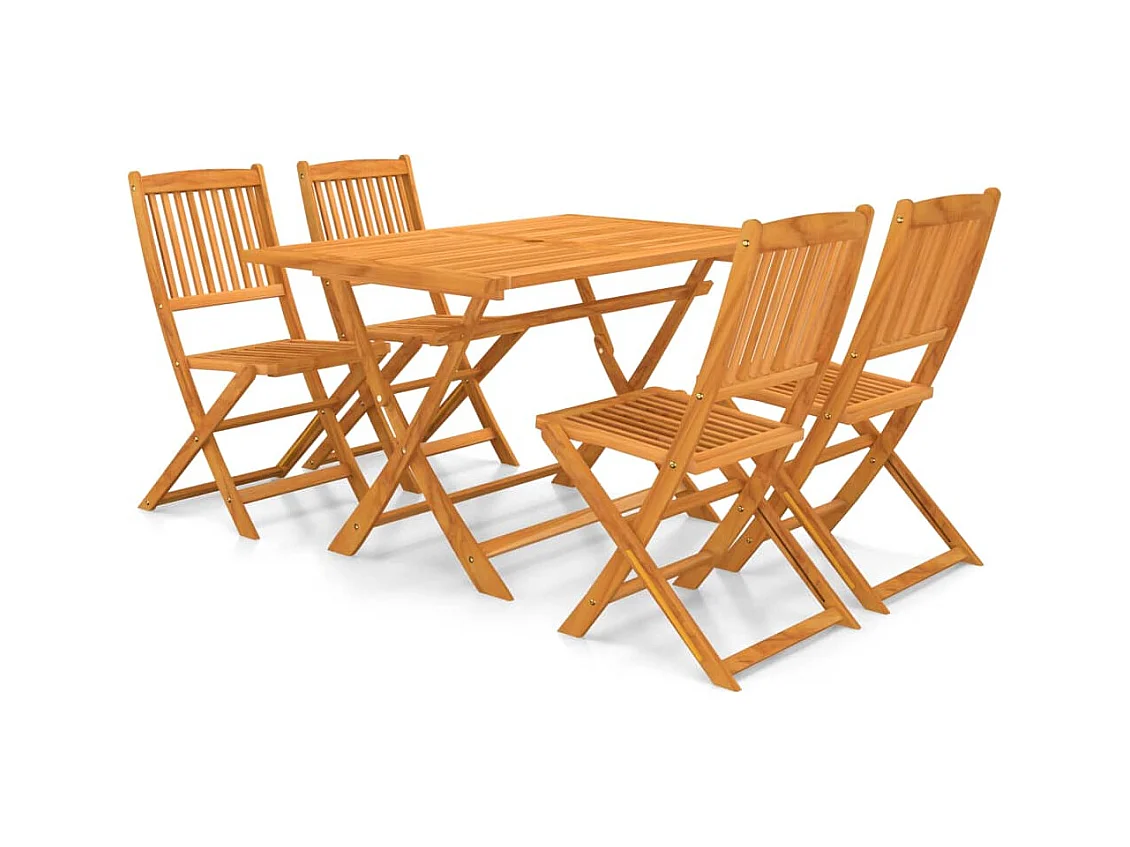 Mobilier à dîner de jardin pliable 5 pièces Bois d'acacia solide