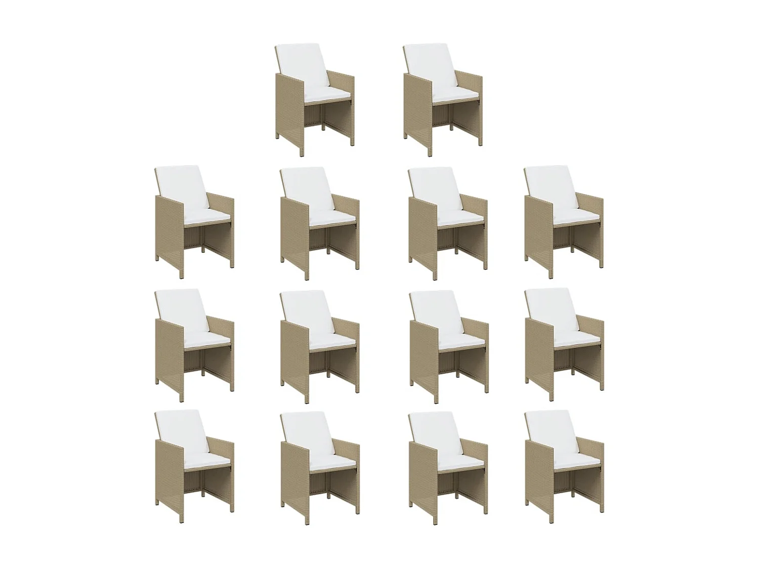 Ensemble à dîner de jardin coussins 15 pièces Beige Résine tressée