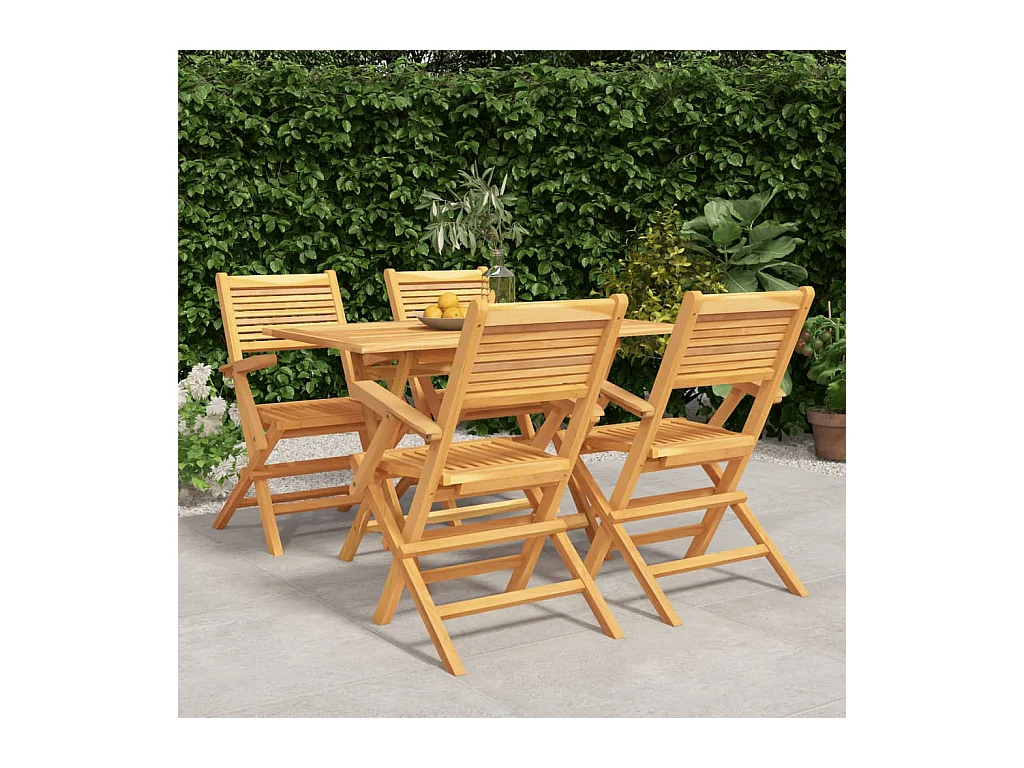 Ensemble à dîner de jardin 5 pièces Bois de teck massif