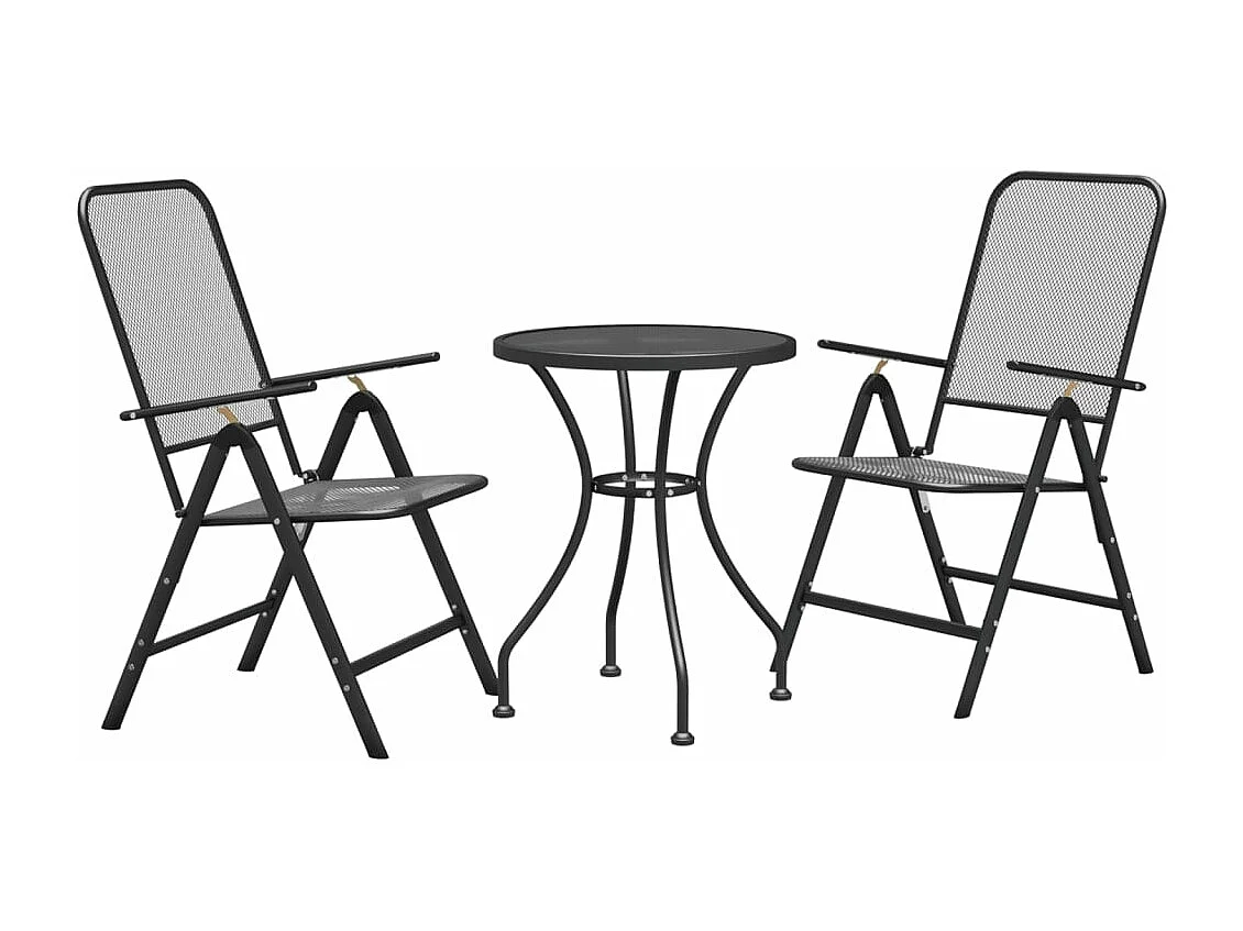 Mobilier à dîner de jardin 3 pièces Maille Métal Anthracite
