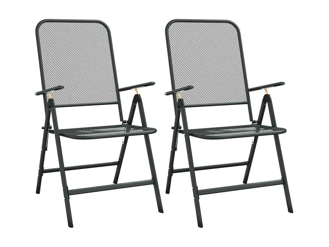 Mobilier à dîner de jardin 3 pièces Maille Métal Anthracite