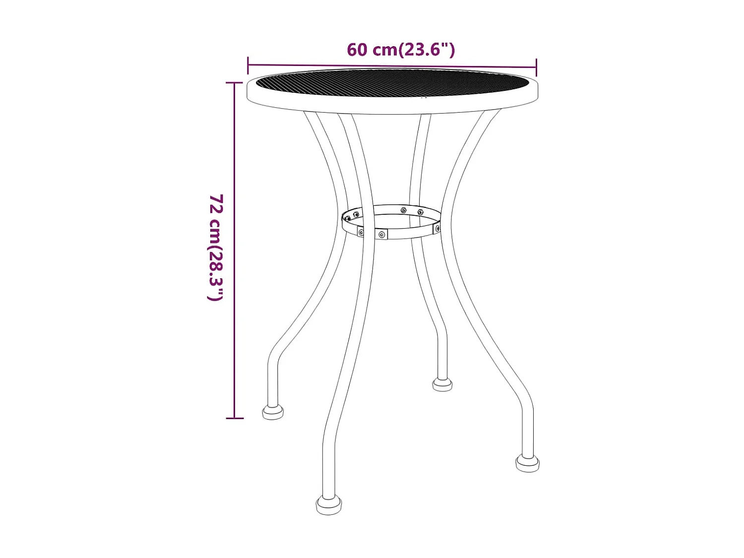 Mobilier à dîner de jardin 3 pièces Maille Métal Anthracite