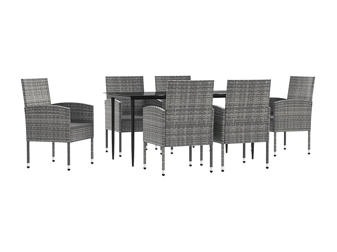 Juego de comedor jardín 7 piezas ratán sintético acero gris negro