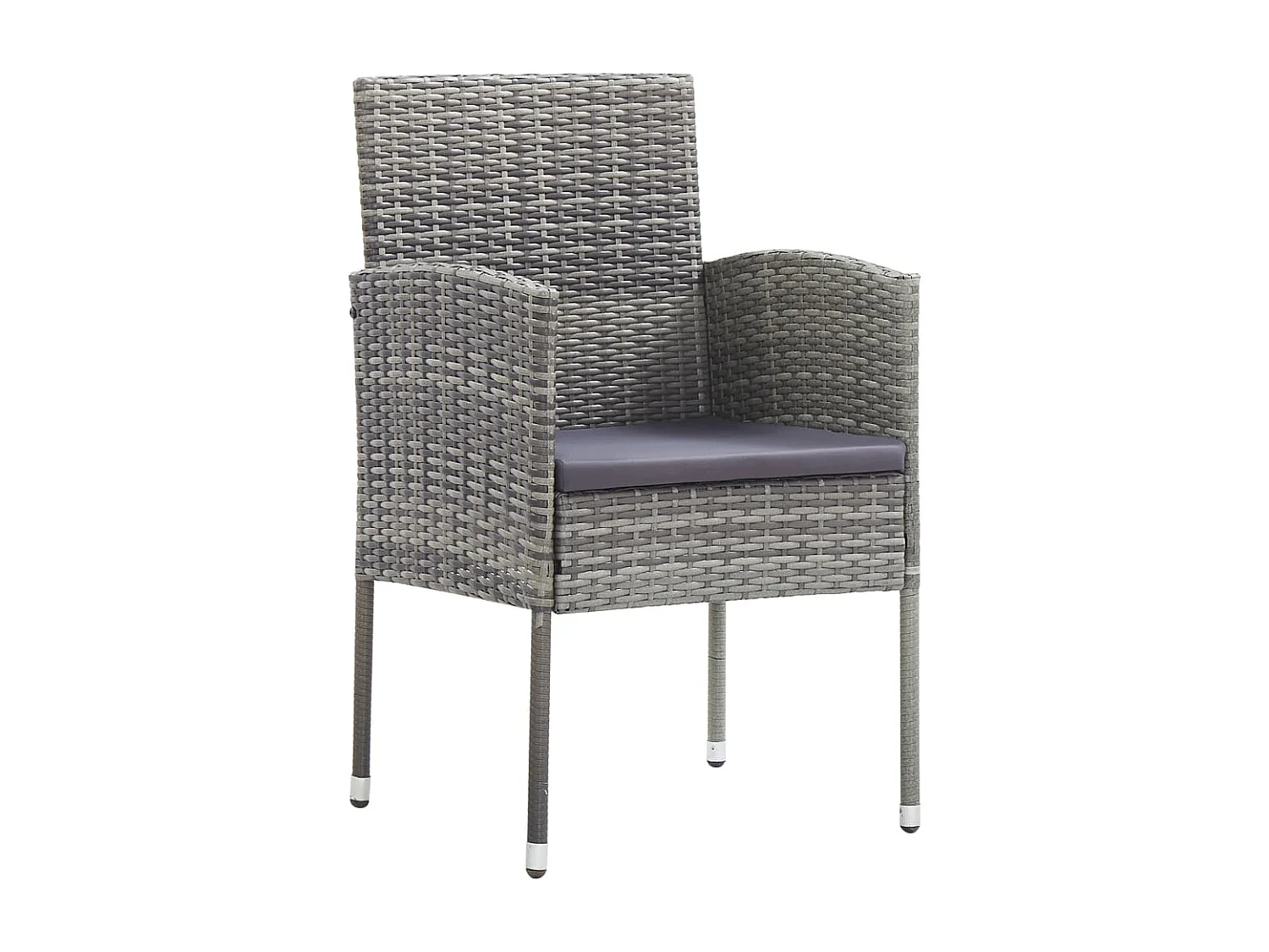 Juego de comedor jardín 7 piezas ratán sintético acero gris negro