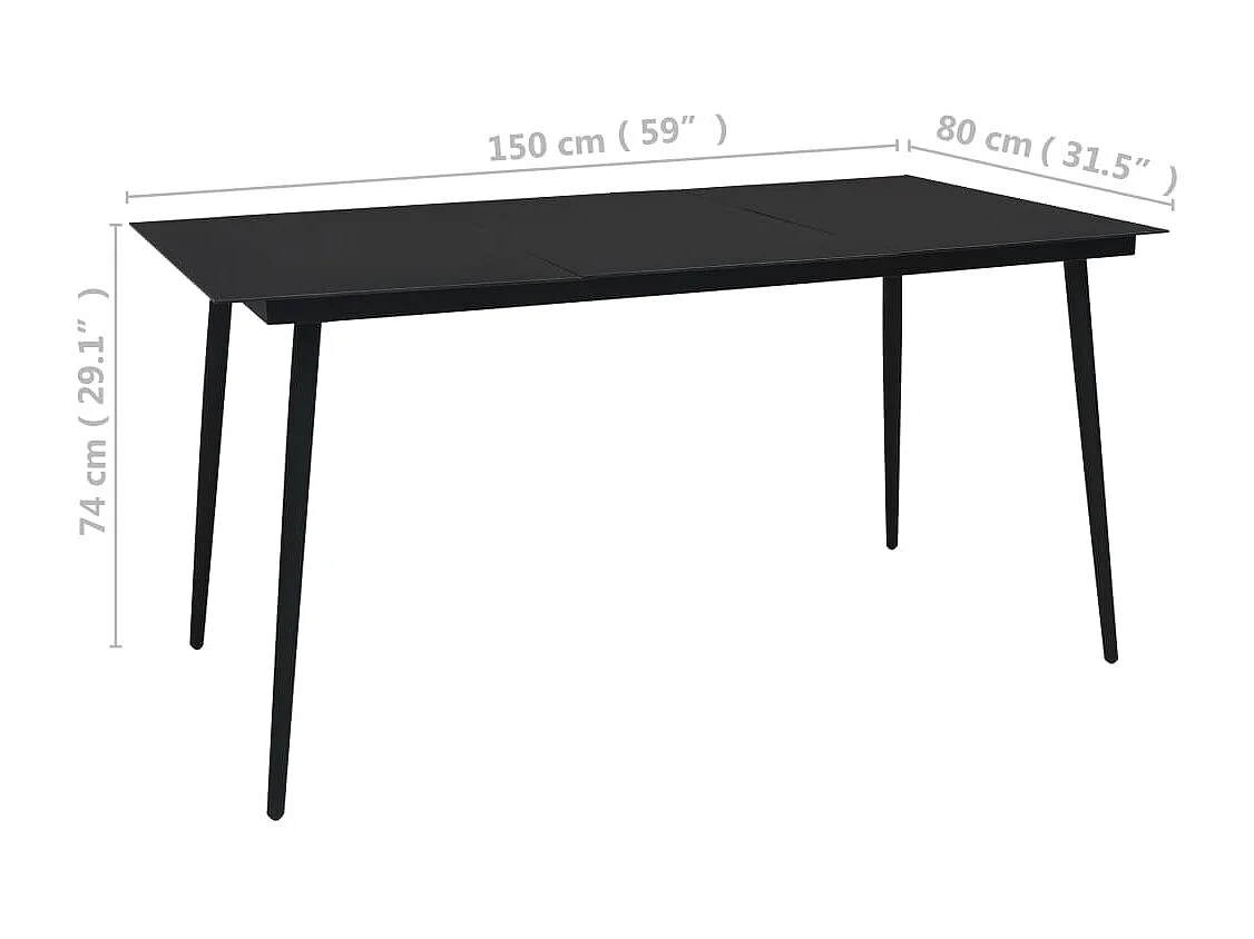 Mobilier à dîner d'extérieur 5 pièces Corde en coton et acier Noir