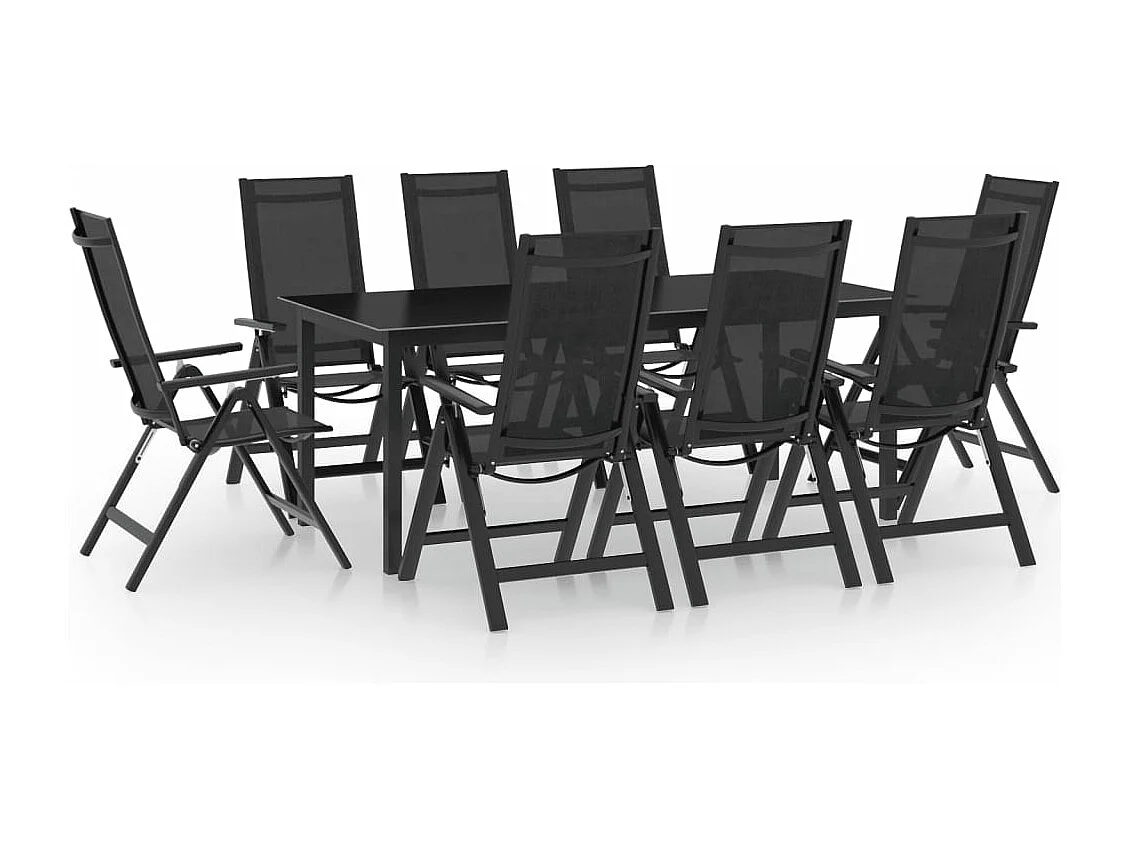 Ensemble de salle à manger de jardin 9 pièces Aluminium Anthracite