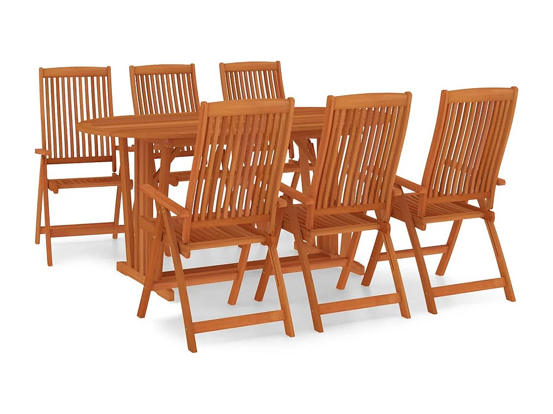 Ensemble à dîner de jardin 7 pièces Bois d'eucalyptus massif