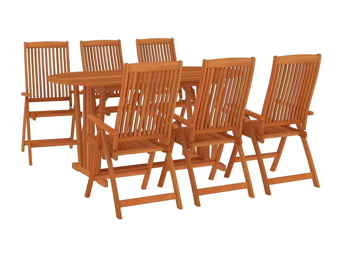 Ensemble à dîner de jardin 7 pièces Bois d'eucalyptus massif