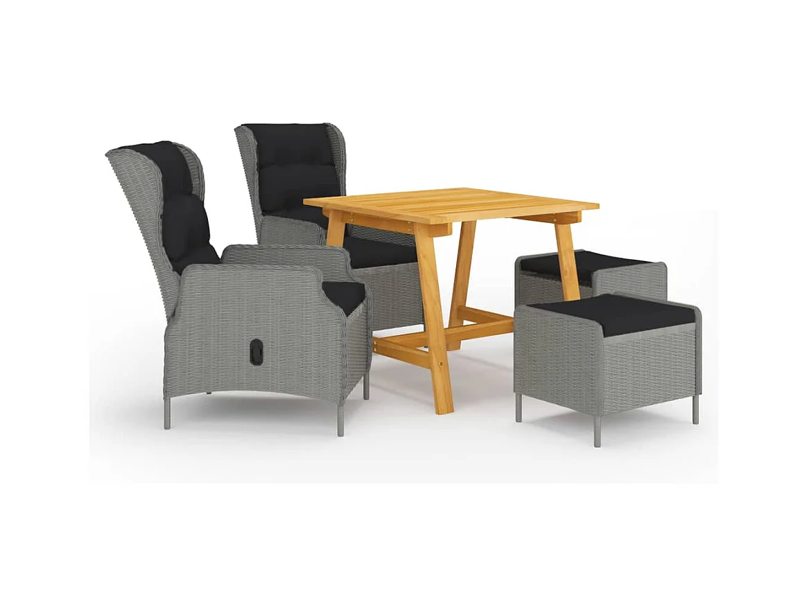 Juego de comedor para jardín 5 piezas gris claro