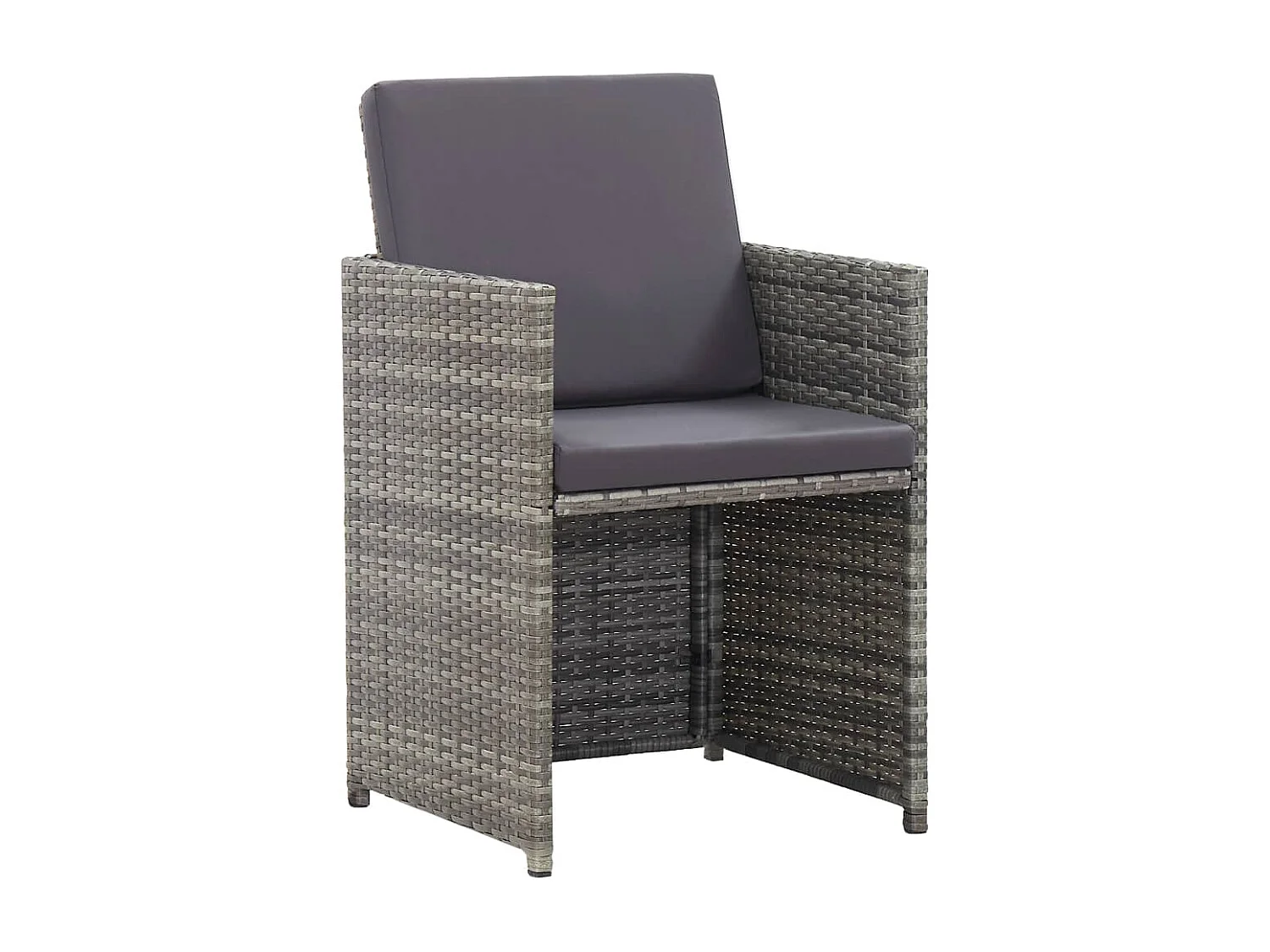 17-delige Tuinset met kussens poly rattan grijs