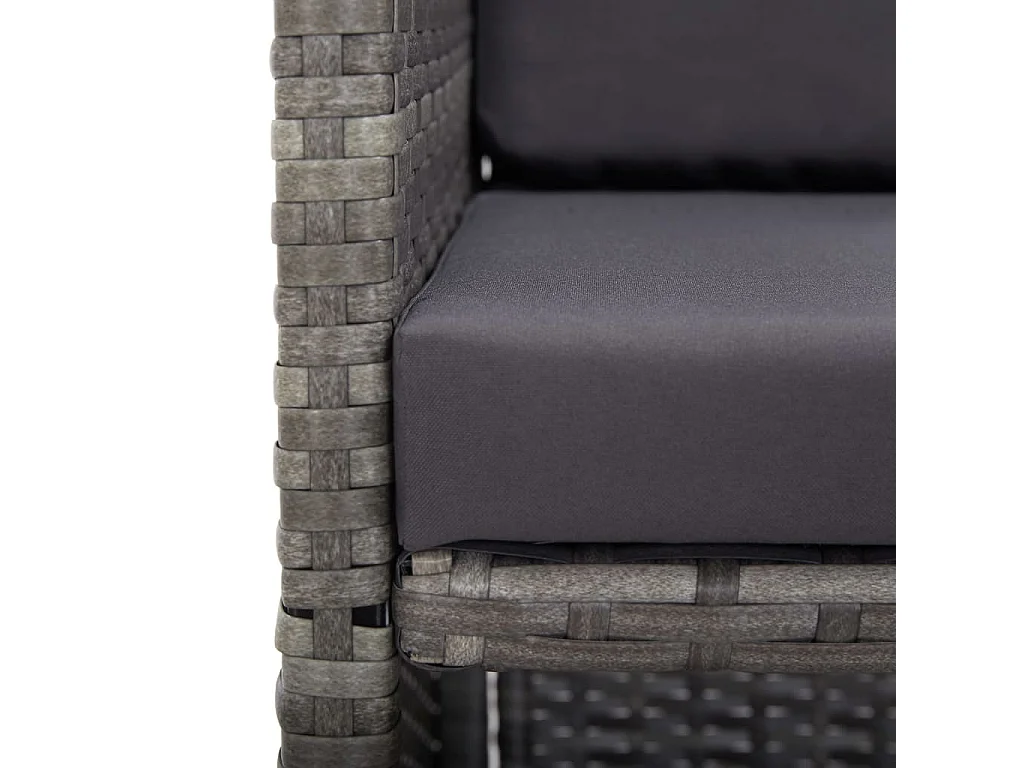 17-delige Tuinset met kussens poly rattan grijs