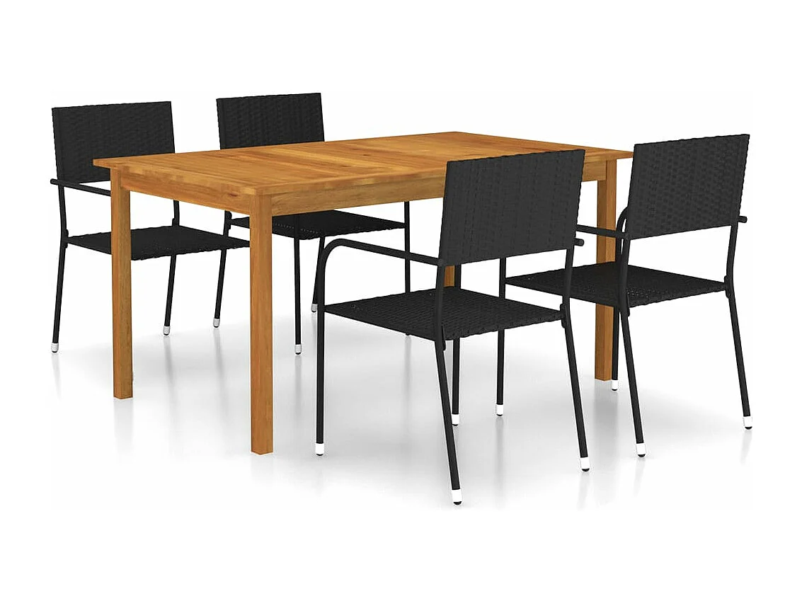 Juego de comedor para jardín de 5 piezas negro