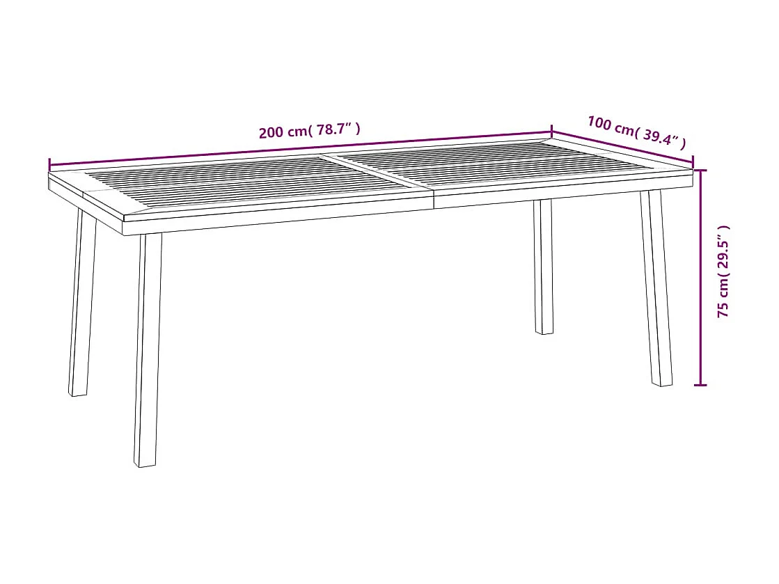Juego de comedor de jardín 7 piezas madera maciza acacia y metal