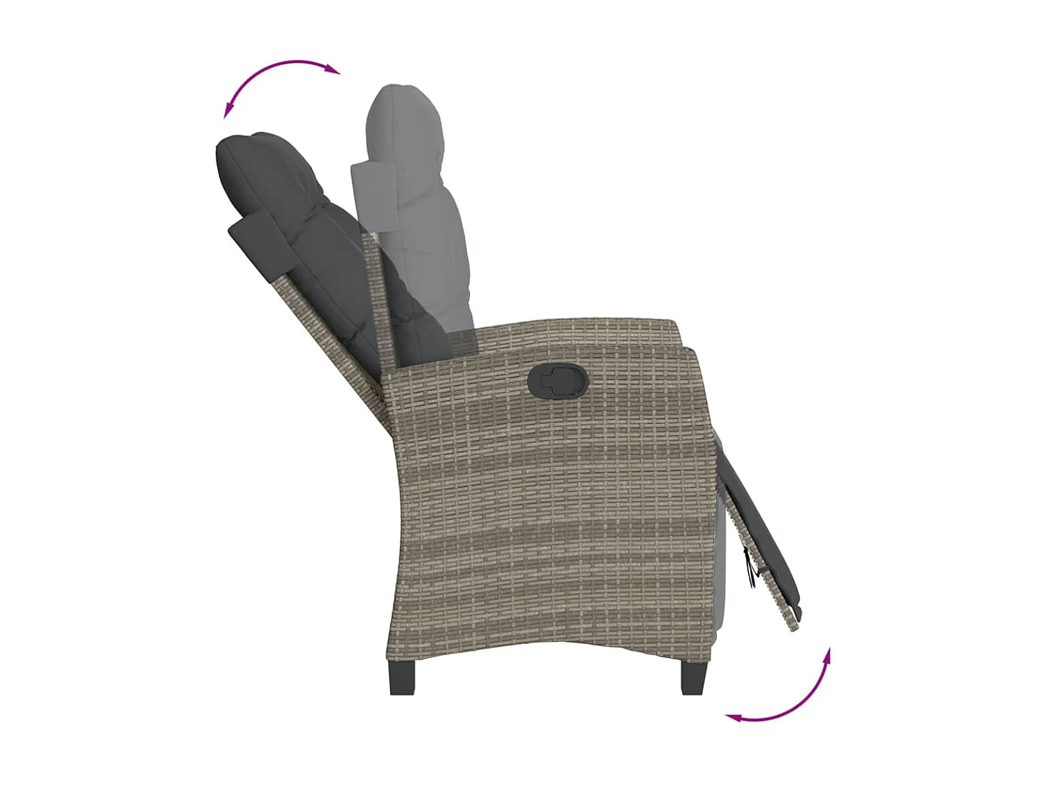 Ensemble à manger de jardin 5 pièces coussins gris résine tressée