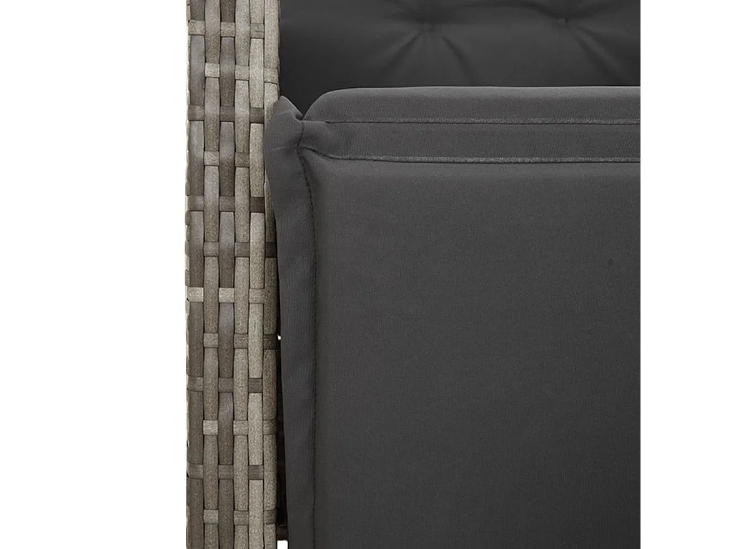 Ensemble à manger de jardin 5 pièces coussins gris résine tressée