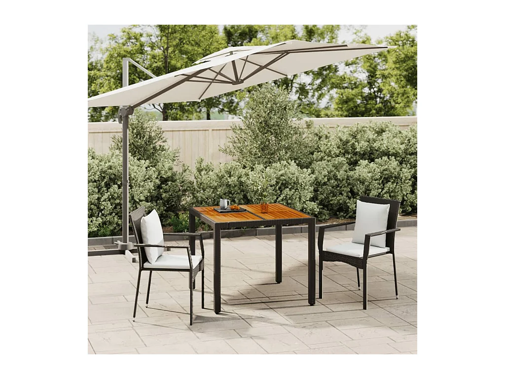 Ensemble de salle à manger de jardin avec coussins 3 pièces Noir