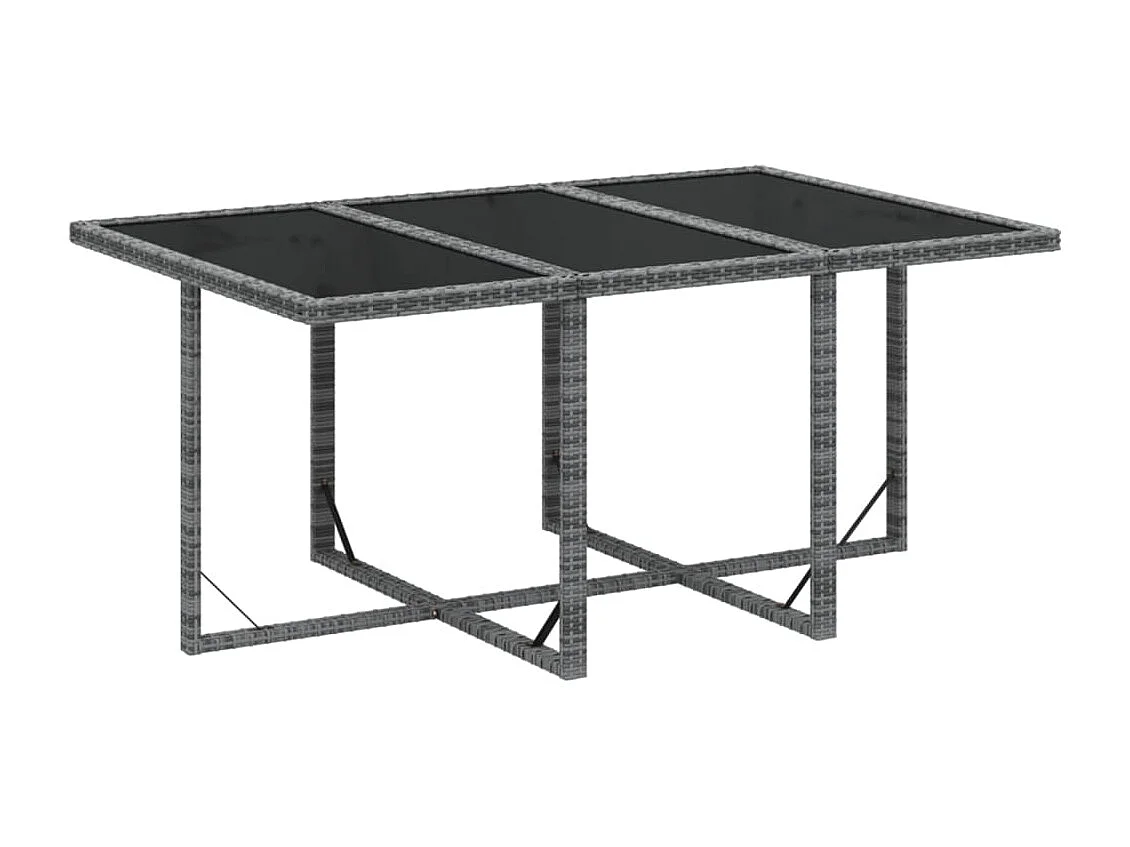 Mobilier à dîner de jardin et coussins 7 pièces Résine tressée Gris