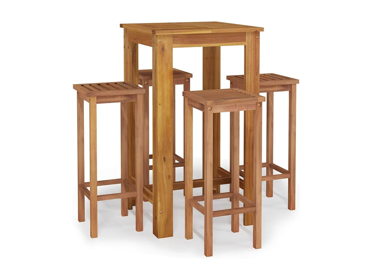 Conjunto de jantar p/ jardim 5 peças madeira de acácia maciça