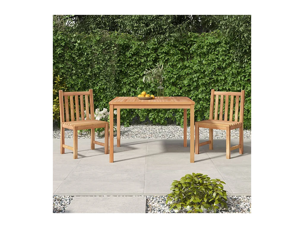 Ensemble à dîner de jardin 3 pièces Bois de teck massif