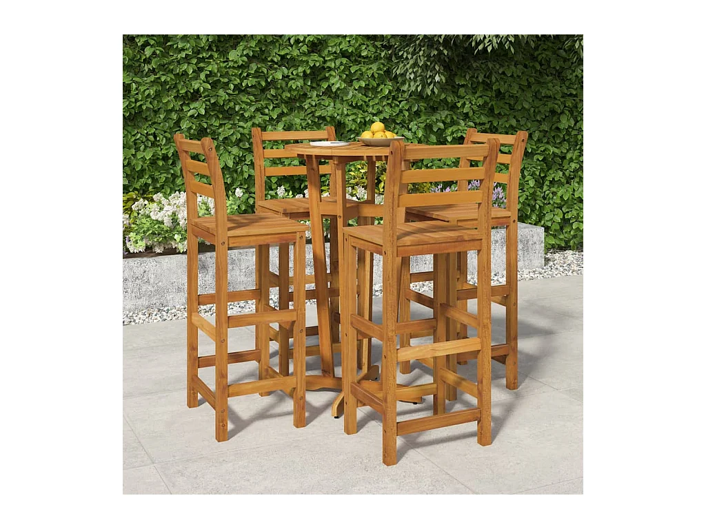 Ensemble de salle à manger de jardin 5 pièces Bois d'acacia solide