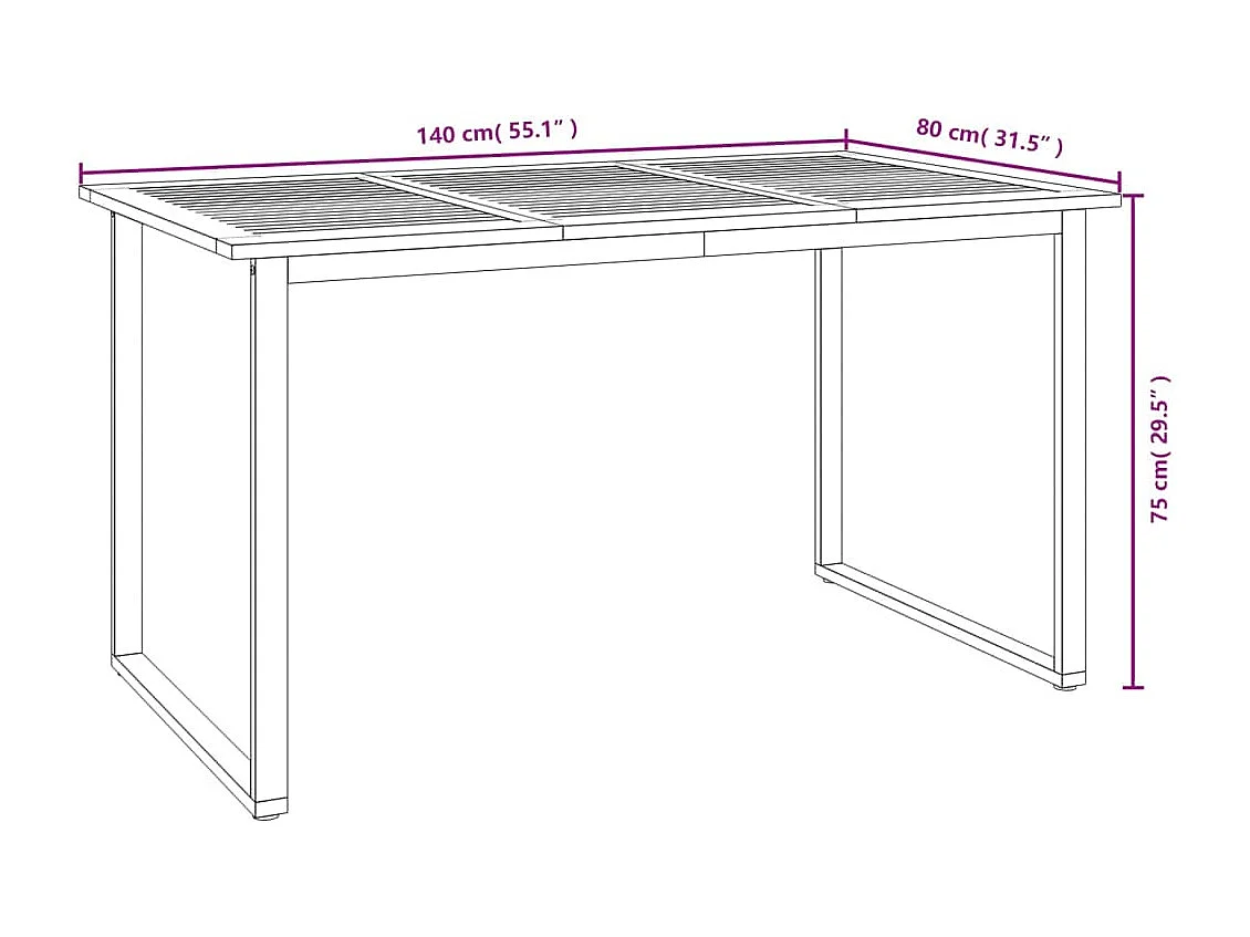 Ensemble à manger de jardin 5 pièces bois d'acacia massif et métal